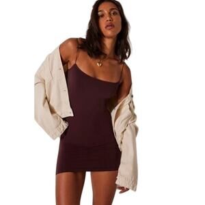 Free People Intimately Skinny Strap Seamless Mini Slip Brown Size M/L. NEW